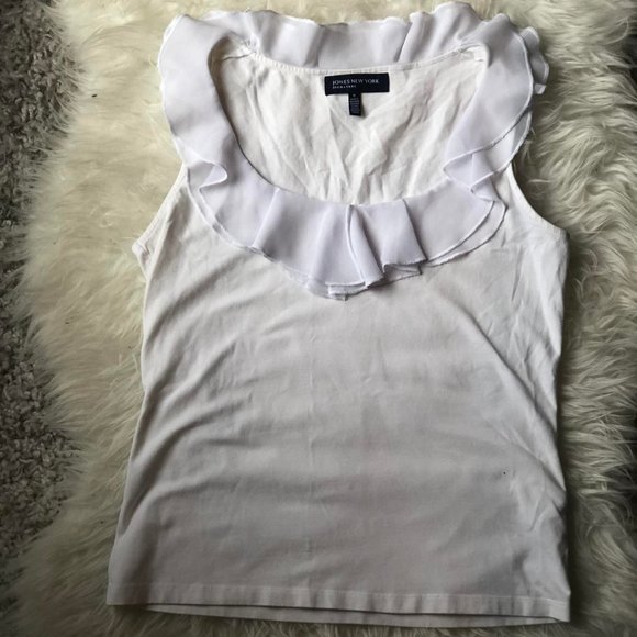 Jones New York White Ruffle Blouse - Picture 4 of 4